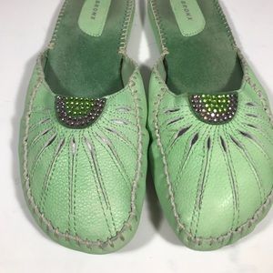 Bronx Green leather mules size 39B